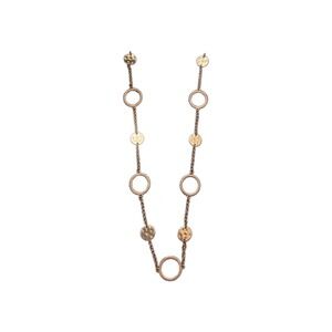 Liz Claiborne Goldtone Necklace Chain Hammered GT Discs And Rings Pre-owned 30in
